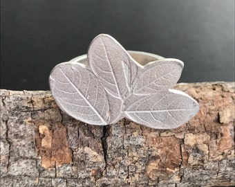 Contemporary jewelry, small silver leaf ring, nature jewelry, gift 40th birthday