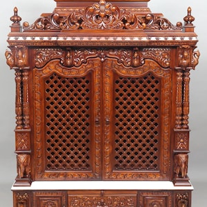 Tarriff free, traditional carving South Indian design Wooden temple Hindu Temple with Drawers | Home Mandir Decor teak wood