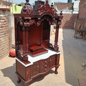 Tarriff free, Wooden Hindu Temple with Drawers | Home Mandir Decor carving traditional handmade designer Teakwood