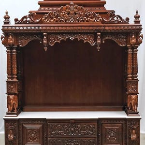Tarriff free, South Indian design Wooden temple Hindu Temple with Drawers Home Mandir Decor teak wood traditional carving