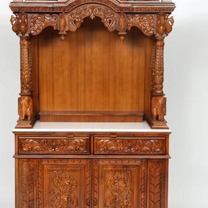 Tarriff free, Worship Temple Hindu Temple with Drawers | Home Mandir Decor teak wood traditional carving South Indian design
