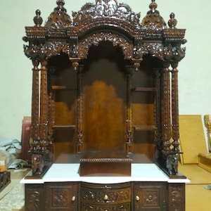 Tarriff free, Designer Pooja Temple for Home | Handmade Wooden Mandir worship teak wood carving religious South Indian
