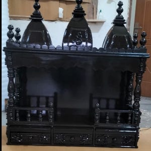 Large Wooden Hindu Temple | Handmade Mandir with Drawers Temple withdome home Temple Hindu mandir teak wood carving South Indian temple