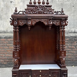 Tarriff free, Handmade Wooden Temple, Wooden Mandir, Home Altar, Pooja Room Decor, Spiritual Gift, Handmade Items, Indian Art