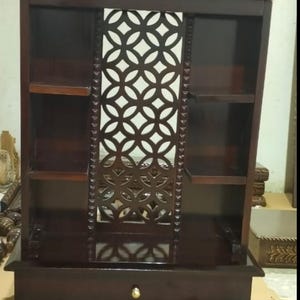 Tarriff free, teak wood carving handmade temple for home Mandir alter teak wood wall hanging pooja mandir temple for home