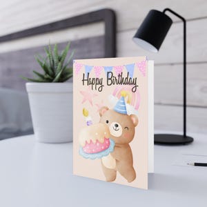 Charming Birthday Greeting Card - Cute Bear Card