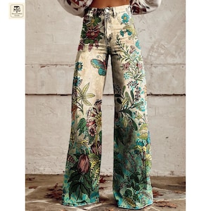 Flame Print Drawstring Wide-Leg Casual Pants main image 0