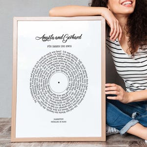 Custom Lyrics Print Wall Art, Anniversary Gift Couple, Wedding Gift, First Dance Song Lyrics, Music Lover Poster, Record Lyric Wall Decor
