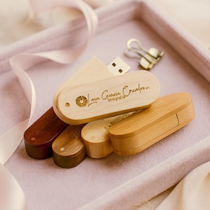 Custom Wooden USB Flash Drive, Rotating USB 2.0 Flash Drive, Custom Engraved Logo Wooden USB Flash Drive; Free Custom Logo, 4GB to 128GB