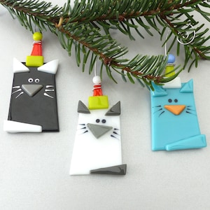 Cat Christmas Ornament | Fused Glass Cat Ornament | Cat Lover Christmas Gift