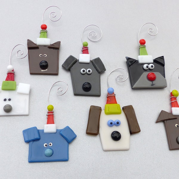 Dog Ornaments | Fused Glass Dog Ornaments |  Christmas Dog Decoration