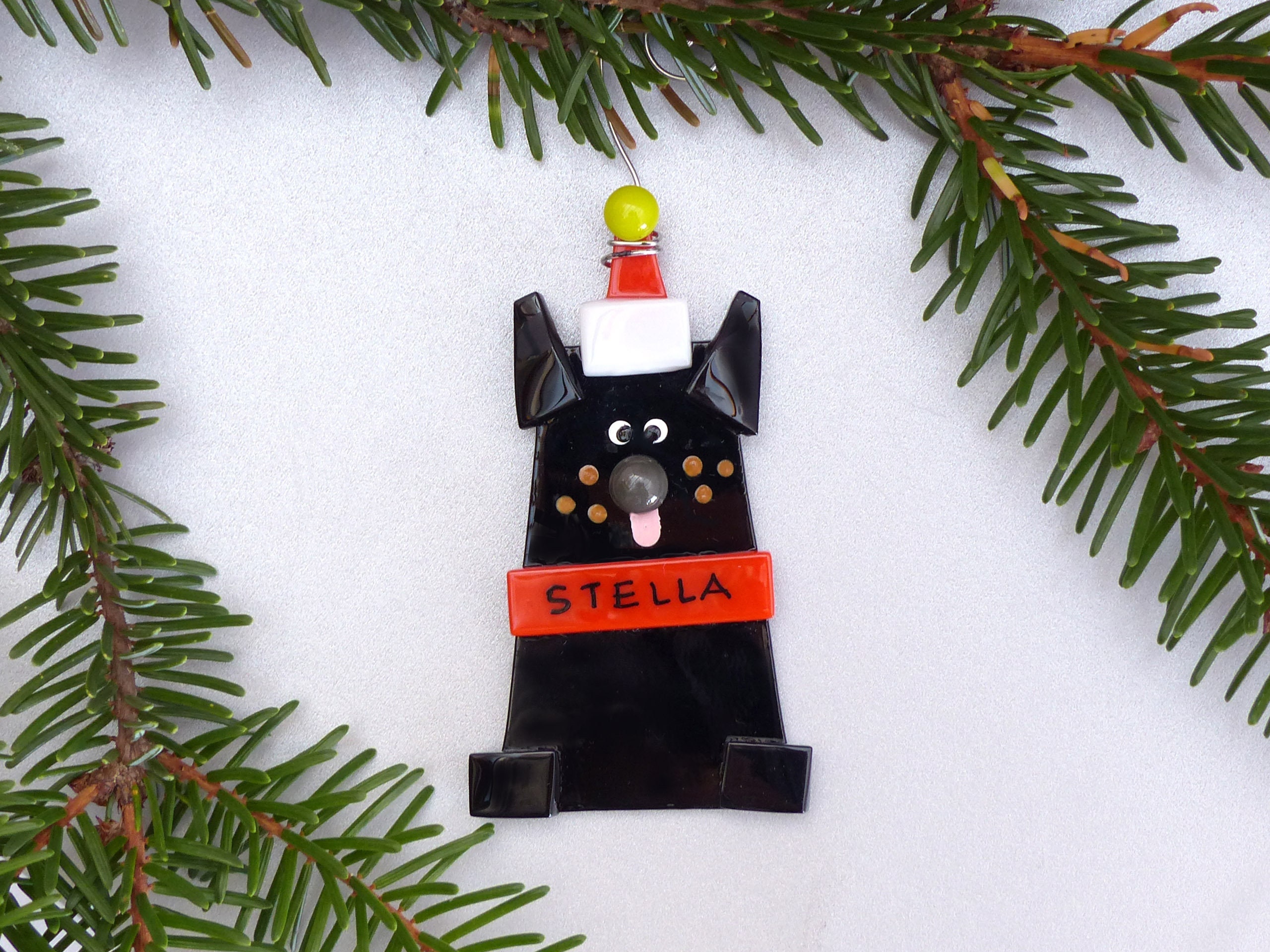Custom Black Dog Ornament Personalized Glass Dog Ornament Etsy Canada