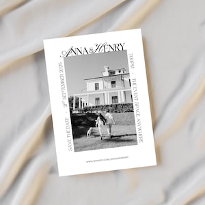 SAVE THE DATE Wedding Invitation Template | Minimalist, Black and White, Modern, Classic Invitation | Canva | Instant Download | Editable