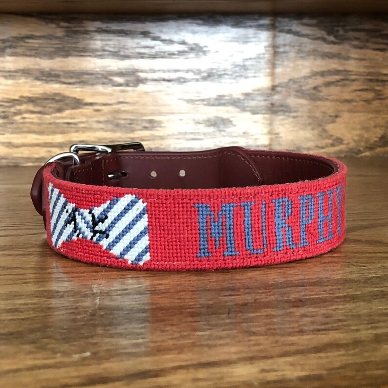 Needlepoint Dog Collar Finishing Real Leather Etsy