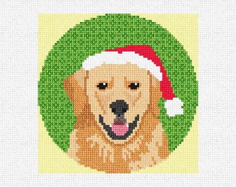 Golden Retriever Needlepoint Ornament DIY Kit