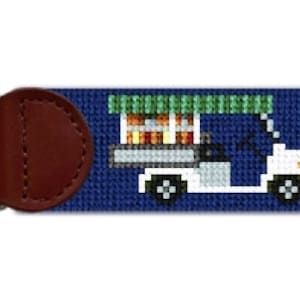 Golfer's Bar Cart Finished Needlepoint Key Fob