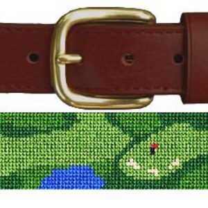 Custom Golf Course Finished Needlepoint Belt