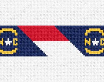 Kit de bricolage porte-clés grand drapeau de la Caroline du Nord brodés à l'aiguille