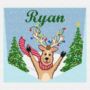 Reindeer Ride Stocking Cuff Needlepoint DIY Kit
