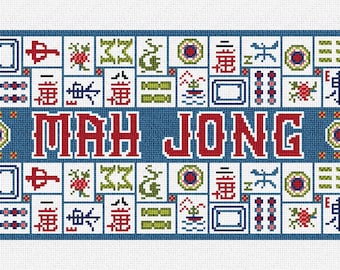 Mahjong Sapphire Tile Bag Needlepoint DIY Kit
