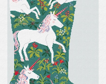Unicorn Forest Christmas Stocking Needlepoint DIY Kit