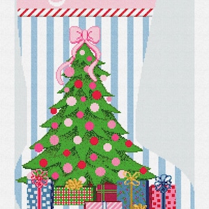 Pinstripe Holiday Christmas Stocking Needlepoint DIY Kit