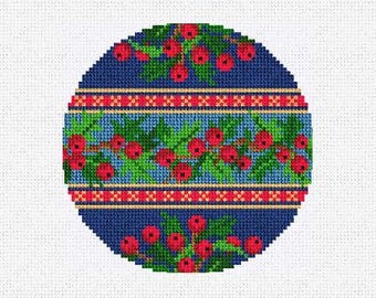 Merry Holly Days Needlepoint Christmas Ornament DIY Kit