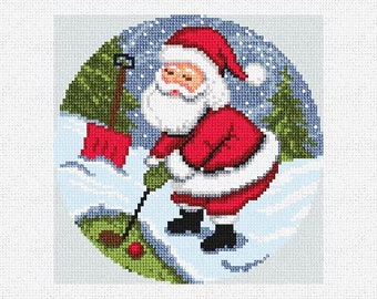 Santa's Putting Green Needlepoint Christmas Ornament DIY Kit