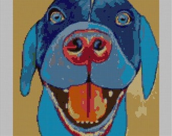 Blue Dog Pillow Needlepoint DIY Kit