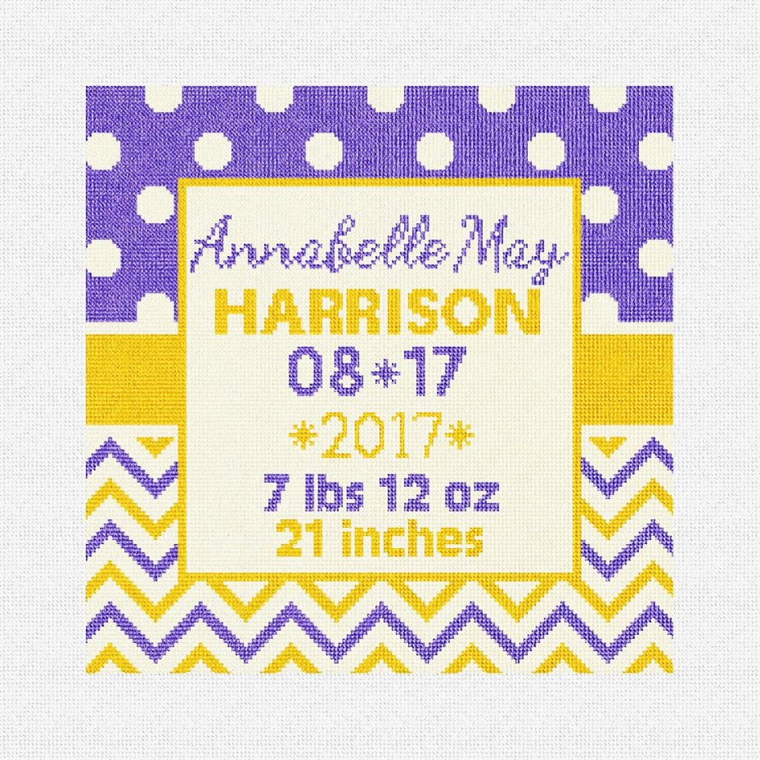 Graphic Birth Announcement Needlepoint Pillow DIY Kit Etsy