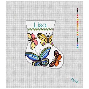 Kit de bordado de mini calcetines con mariposas elegantes