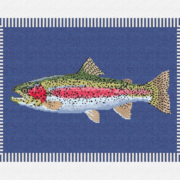 Rainbow Trout Needlepoint Pillow DIY Kit