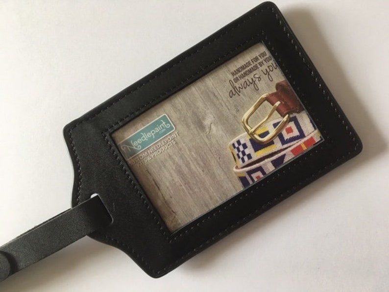 Needlepoint DIY Canvas and Leather Luggage Tag Self Finishing Etsy