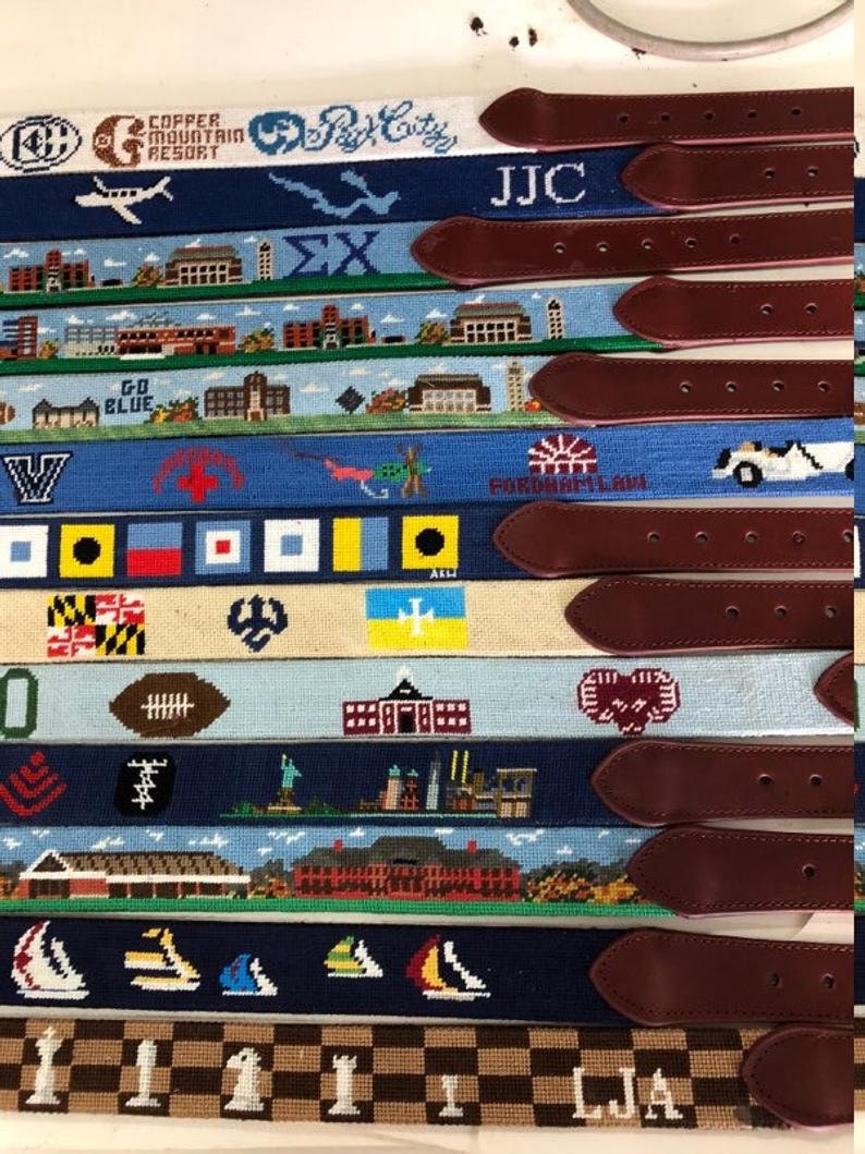 Needlepoint Belt Finishing Real Leather and Brass Etsy