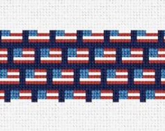 Tiny USA Flags Needlepoint Belt DIY Kit