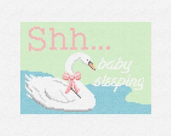 Sleepy Swan Needlepoint Door Hanger DIY Kit Baby Sleeping