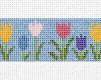 Kit faça você mesmo para coleira de cachorro com bordado de tulipas da primavera