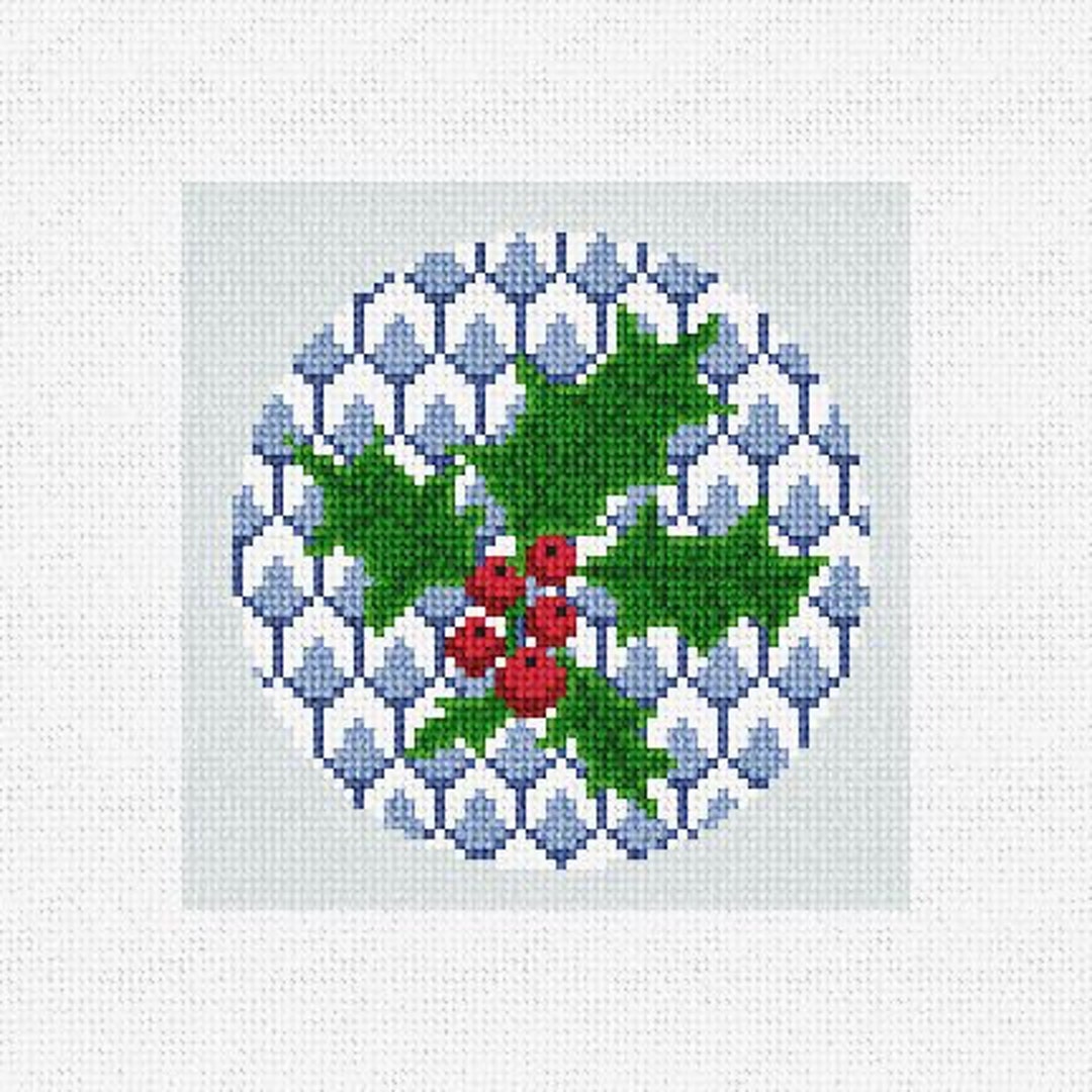 Blue Holly DIY Needlepoint Christmas Ornament Kit Etsy