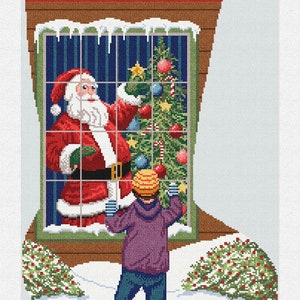 Santa&#39;s Wink Needlepoint Christmas Stocking DIY Kit