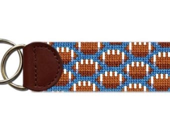 Porte-clés brodé bleu Tiny Balls