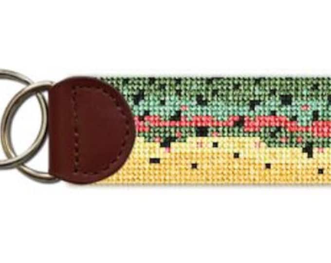 Needlepoint Handpainted Trout Pillow Silver Needle 14x10 Etsy