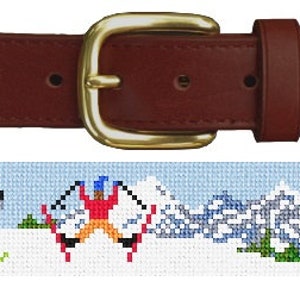 Alpine Skiing Finished Needlepoint Belt