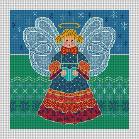 Christmas Patch Angel Needlepoint DIY Kit Etsy