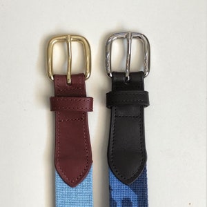 Needlepoint Belt Finishing Real Leather and Brass image 5