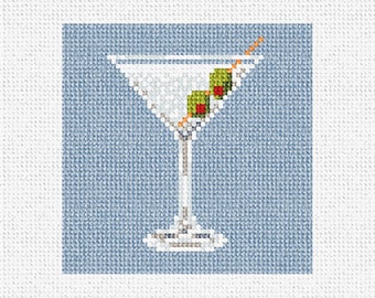 Magnificent Martini Needlepoint Christmas Ornament or Coaster DIY Kit