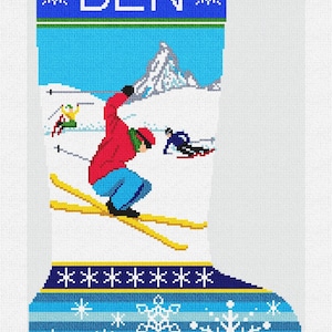 Ski Fun Christmas Stocking Needlepoint DIY Kit