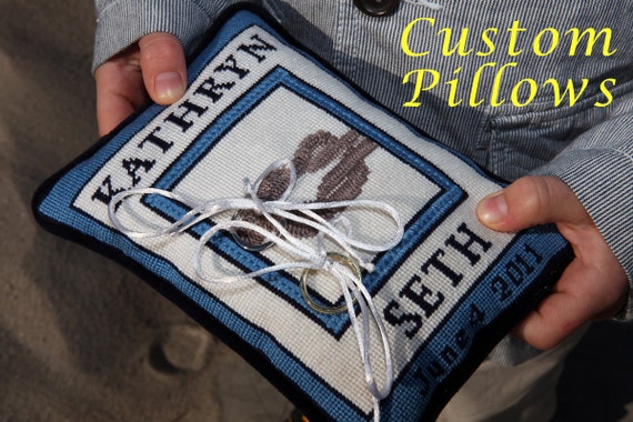 Custom Needlepoint Ring Bearer Pillows Etsy