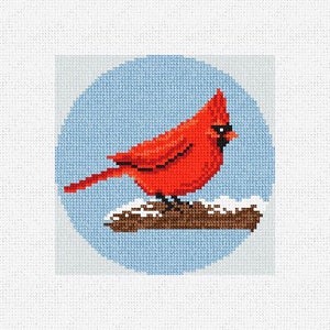 Red Cardinal Needlepoint Christmas Ornament DIY Kit