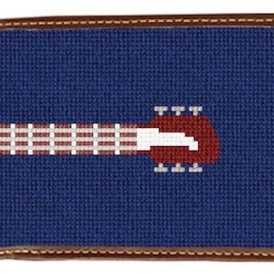 Cartera bordada con diseño de guitarra clásica de rock