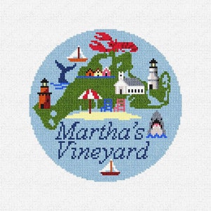 Martha's Vineyard Travel Round Needlepoint Christmas Ornament DIY Kit